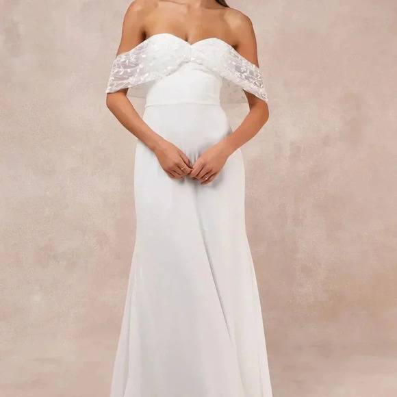 NWOT Lulus Beloved Beginning White Embroidered Off-the-Shoulder Maxi‎ Dress - Picture 3 of 8